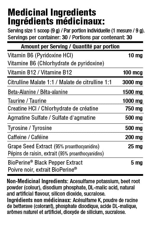 Nutrition facts for Mammoth Pump - Swedish Verry Berry
