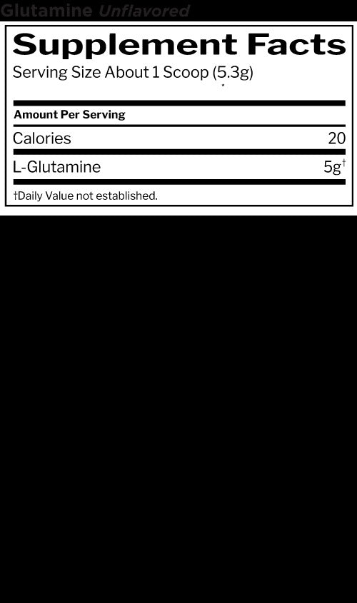 Nutrition facts for Rule 1 R1 Glutamine - Unflavored