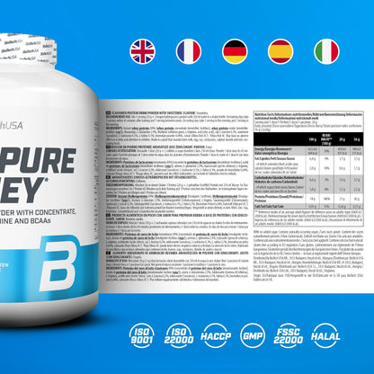 Nutrition facts for BioTechUSA 100% Pure Whey - Strawberry