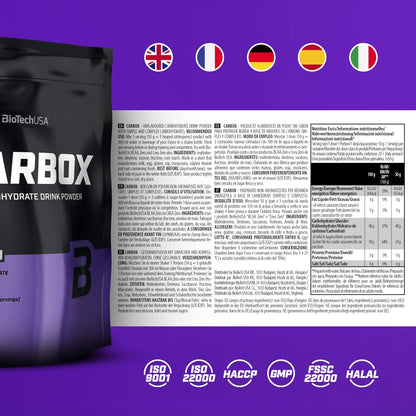 Nutrition facts for BioTechUSA Carbox 1Kg - Orange