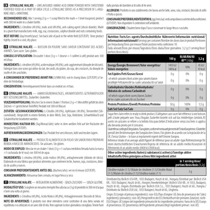 Nutrition facts for BioTechUSA Citrulline Malate Powder 300g - Unflavored