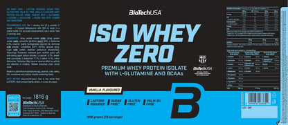 Nutrition facts for BioTechUSA Iso Whey Zero 1.81 Kg (72 Servings) - Vanilla