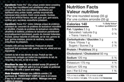 Nutrition facts for BioX Power Whey Complex - Rocky Road