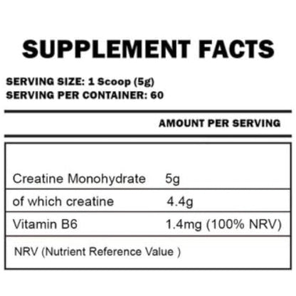 Nutrition facts for Kevin Levrone Anabolic Creatine Monohydrate - Unflavored