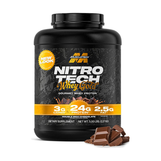 MuscleTech Nitro-Tech Whey Gold 5LBS (67 Servings) - Double Rich Chocolate