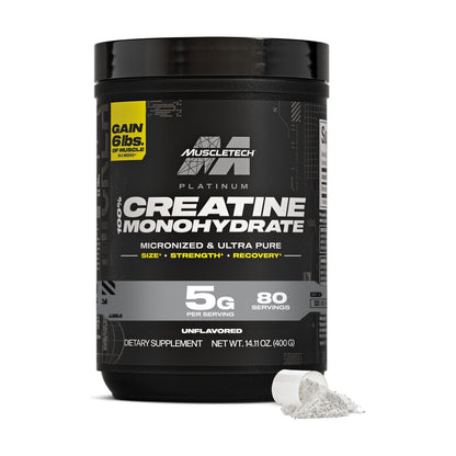 MuscleTech Platinum 100% Creatine Micronized Monohydrate 400g (80 Servings) - Unflavored