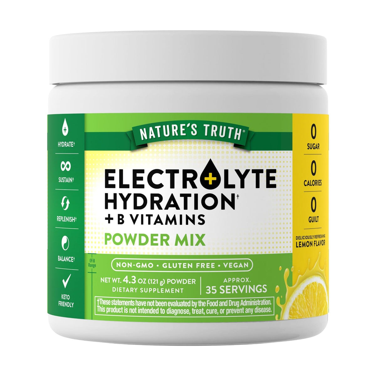 Nature's Truth Electrolyte Hydration + B vitamins Powder - Lemon