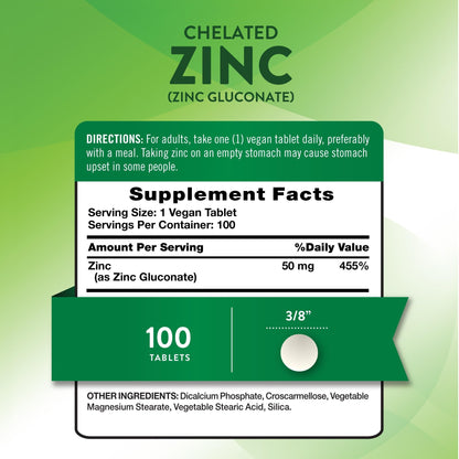 Nutrition facts for Nature's Truth ZINC GLUCONATE 50MG