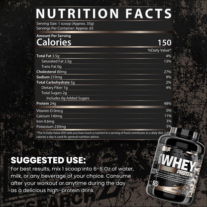 Nutrition facts for Nutrex 100% Whey Protein - Cookies & Cream