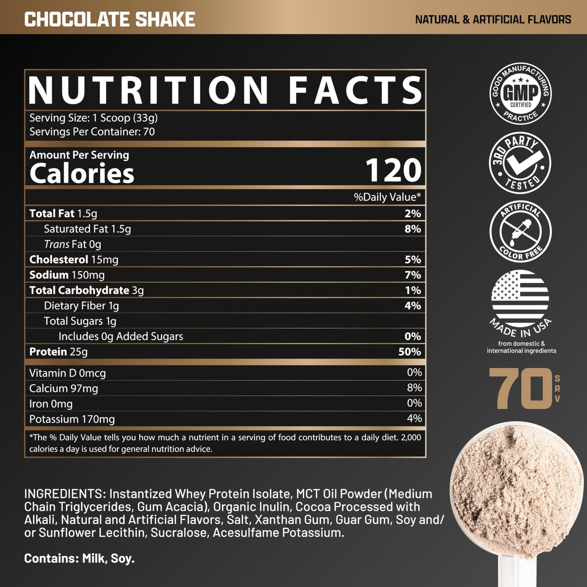 Nutrition facts for Nutrex ISOFIT - Chocolate
