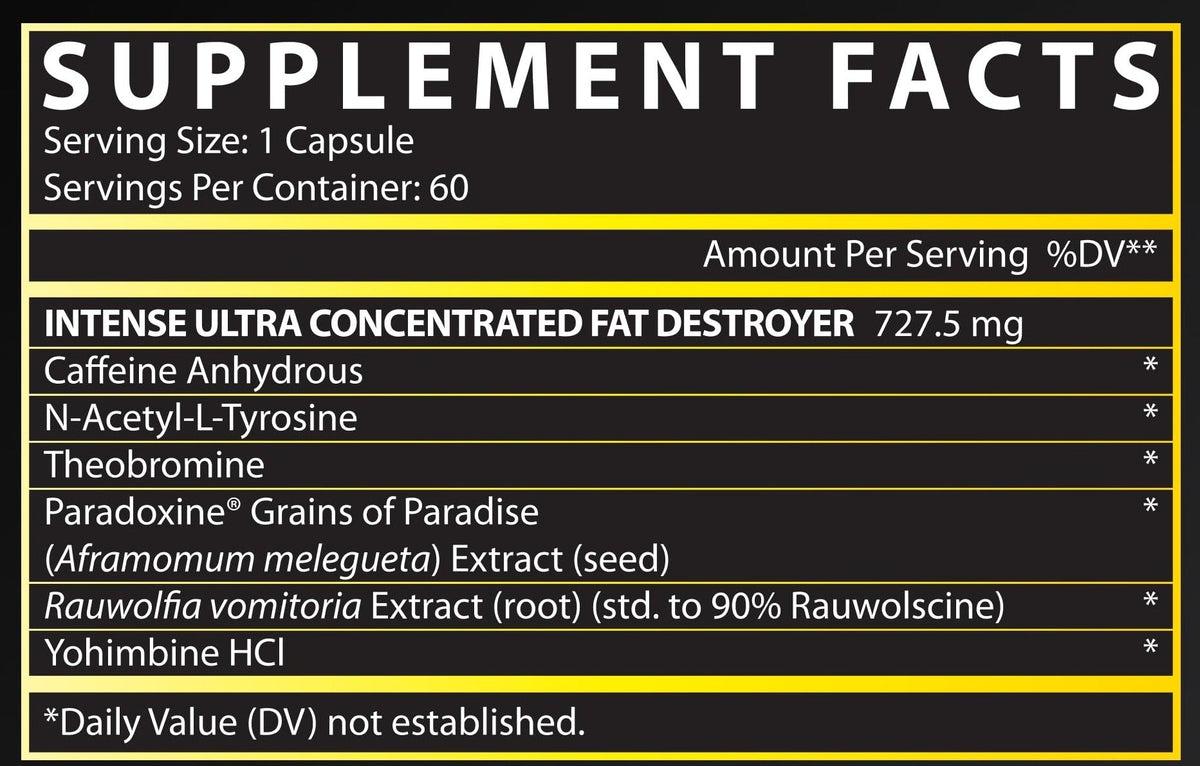 Nutrition facts for Nutrex Lipo-6 Black Intense Ultra Concentrate - 60 caps