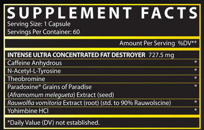 Nutrition facts for Nutrex Lipo-6 Black Intense Ultra Concentrate - 60 caps