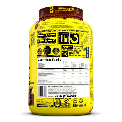 Nutrition facts for Olimp Whey Protein Complex 5lbs (65 Servings) - Double Chocolate