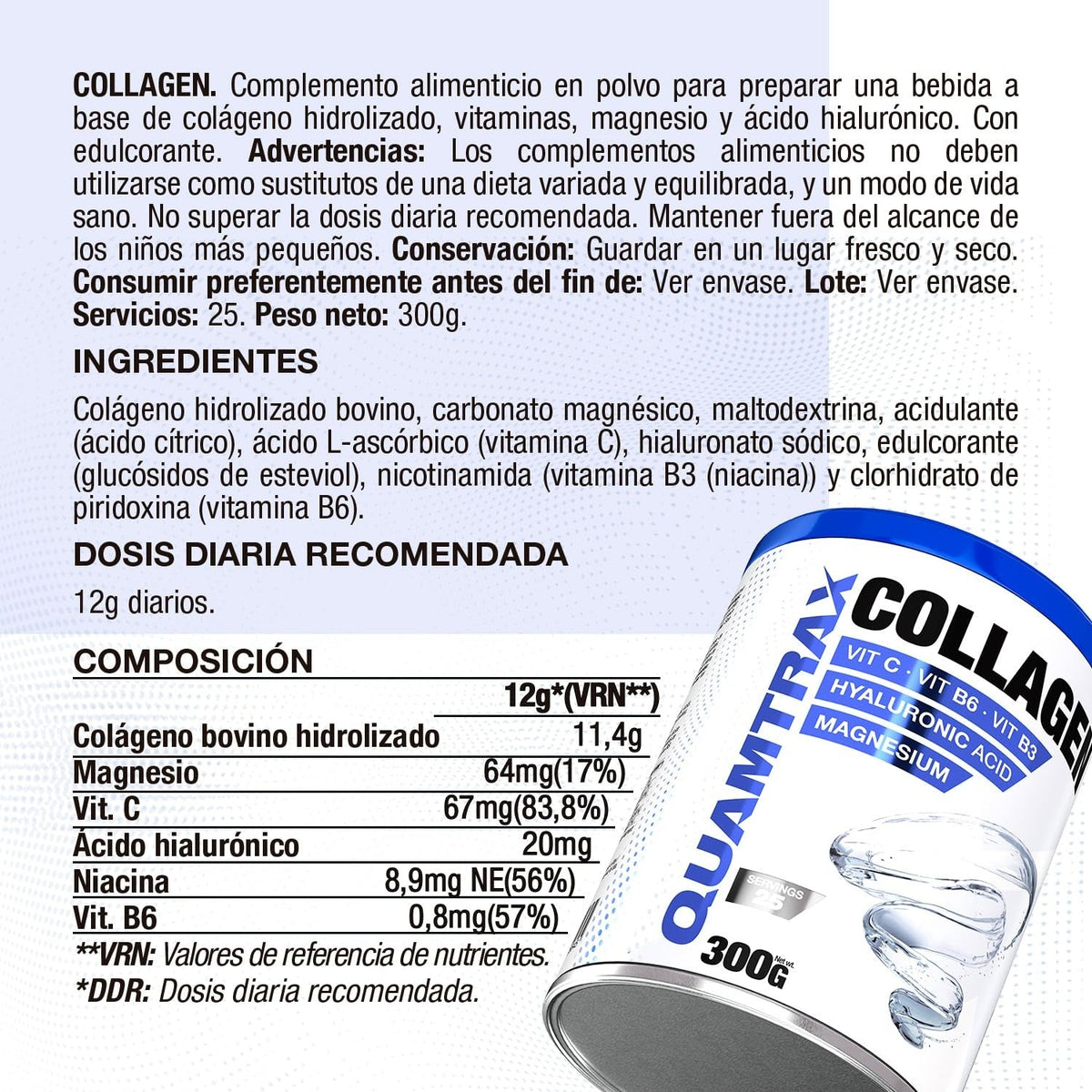 Nutrition facts for Quamtrax Collagen Quamtrax - Tropical