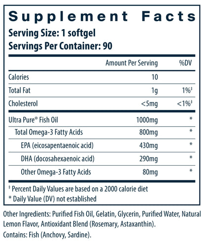 Nutrition facts for Vital Omega 3
